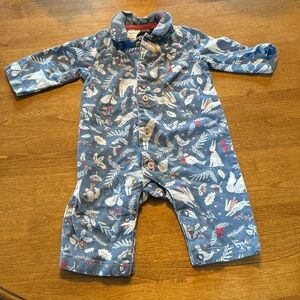 Baby Boden one piece winter blue outfit 0-3 months
